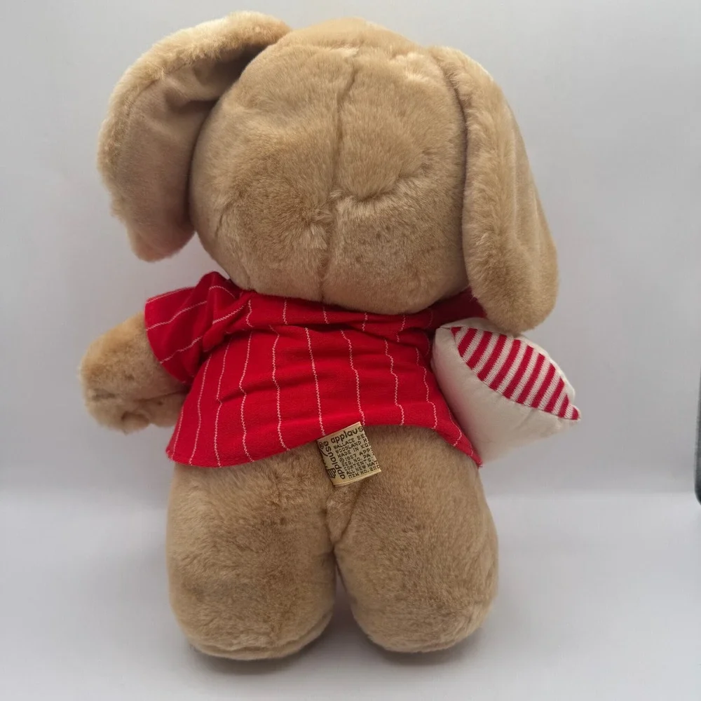 Applause Plush Puppy Sleepover Dog Small Tan Red I Love Heart Vintage‎ 1987 Toy